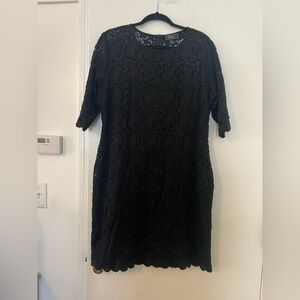 dressbarn Black Lace Long Sleeve Dress size 14 fully lined (V117)